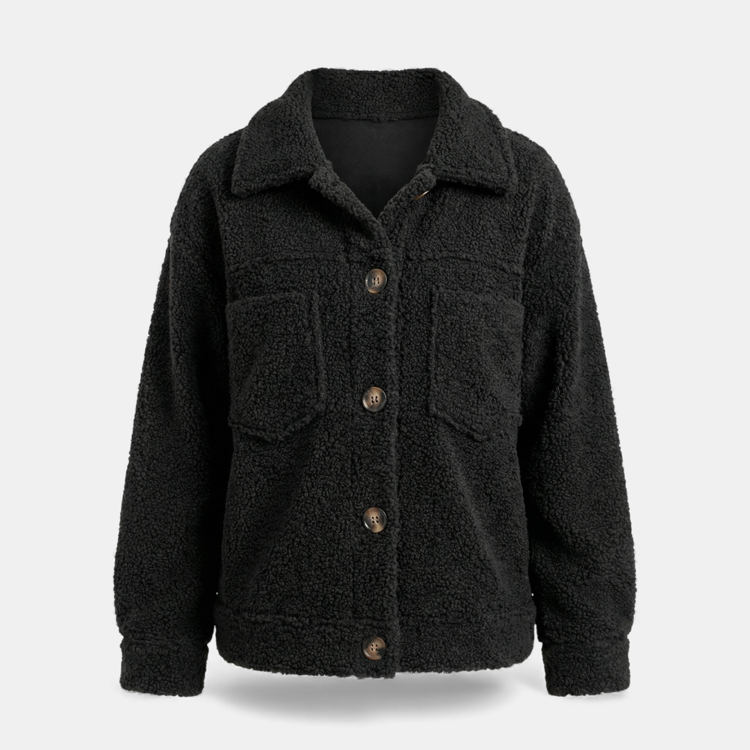 Textured Button Up Jacket for Women-Jackets-Loucelia-Green-XS-Loucelia