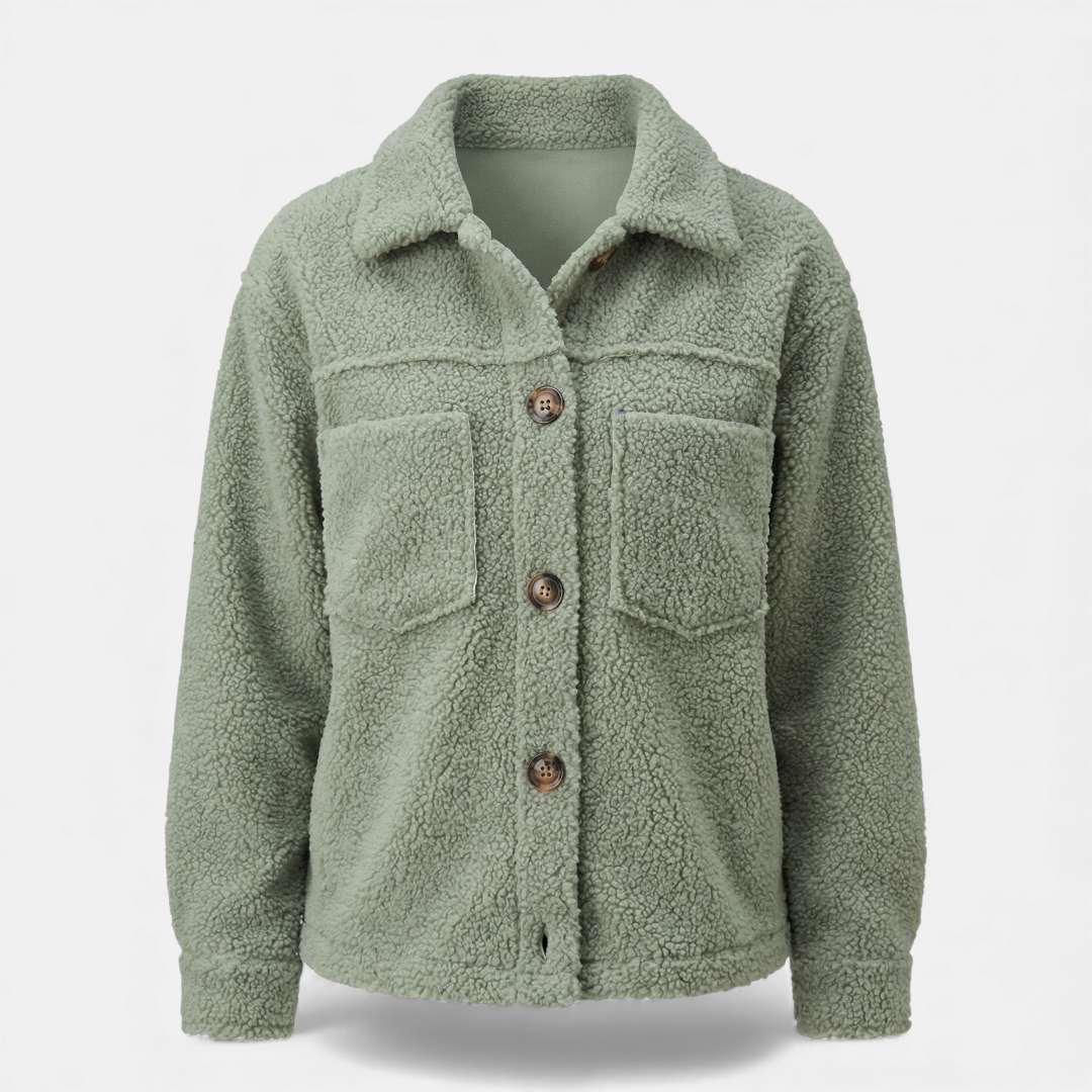 Textured Button Up Jacket for Women-Jackets-Loucelia-Green-XS-Loucelia