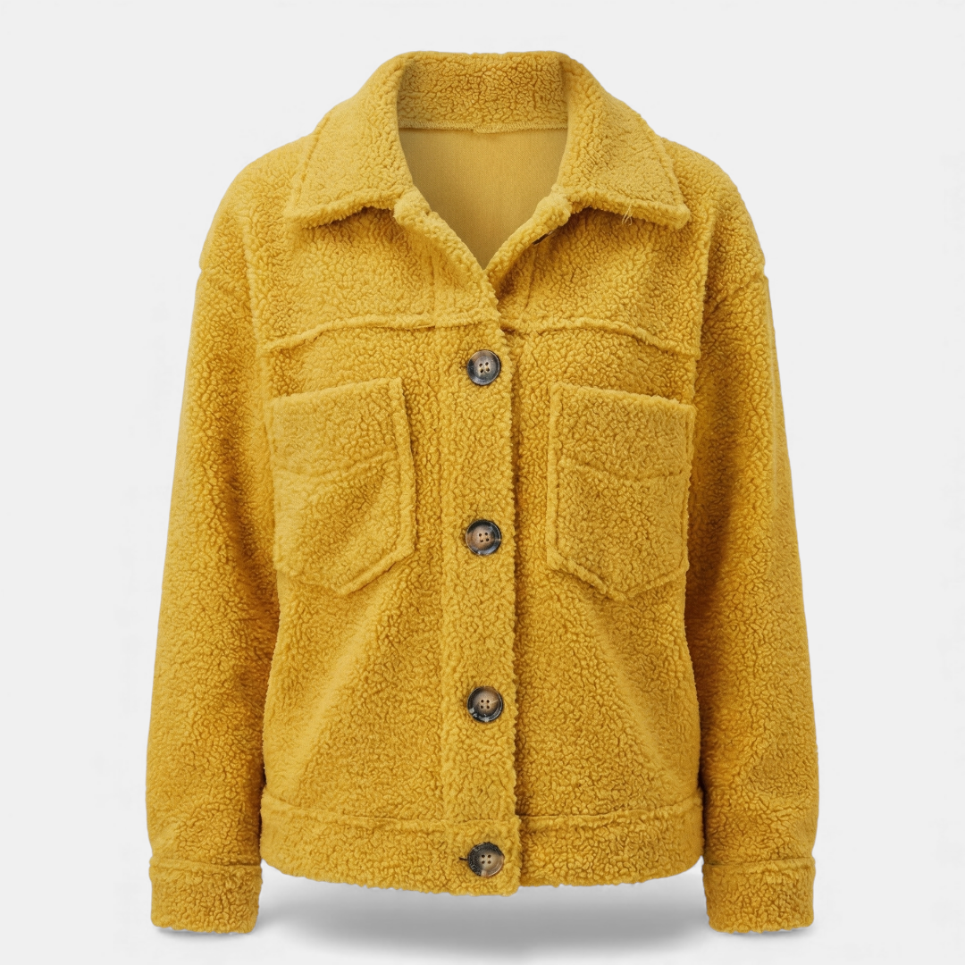 Textured Button Up Jacket for Women-Jackets-Loucelia-Green-XS-Loucelia