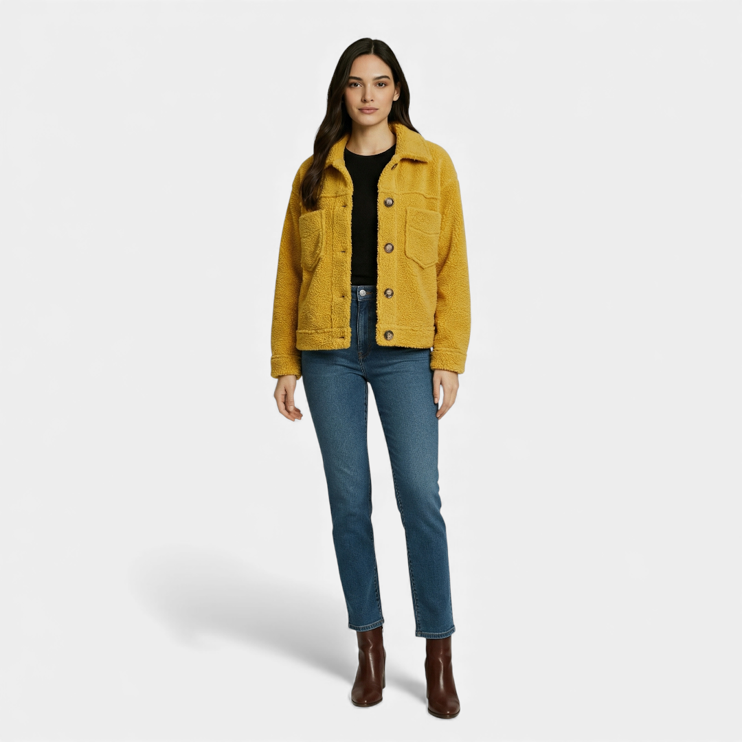 Textured Button Up Jacket for Women-Jackets-Loucelia-Green-XS-Loucelia