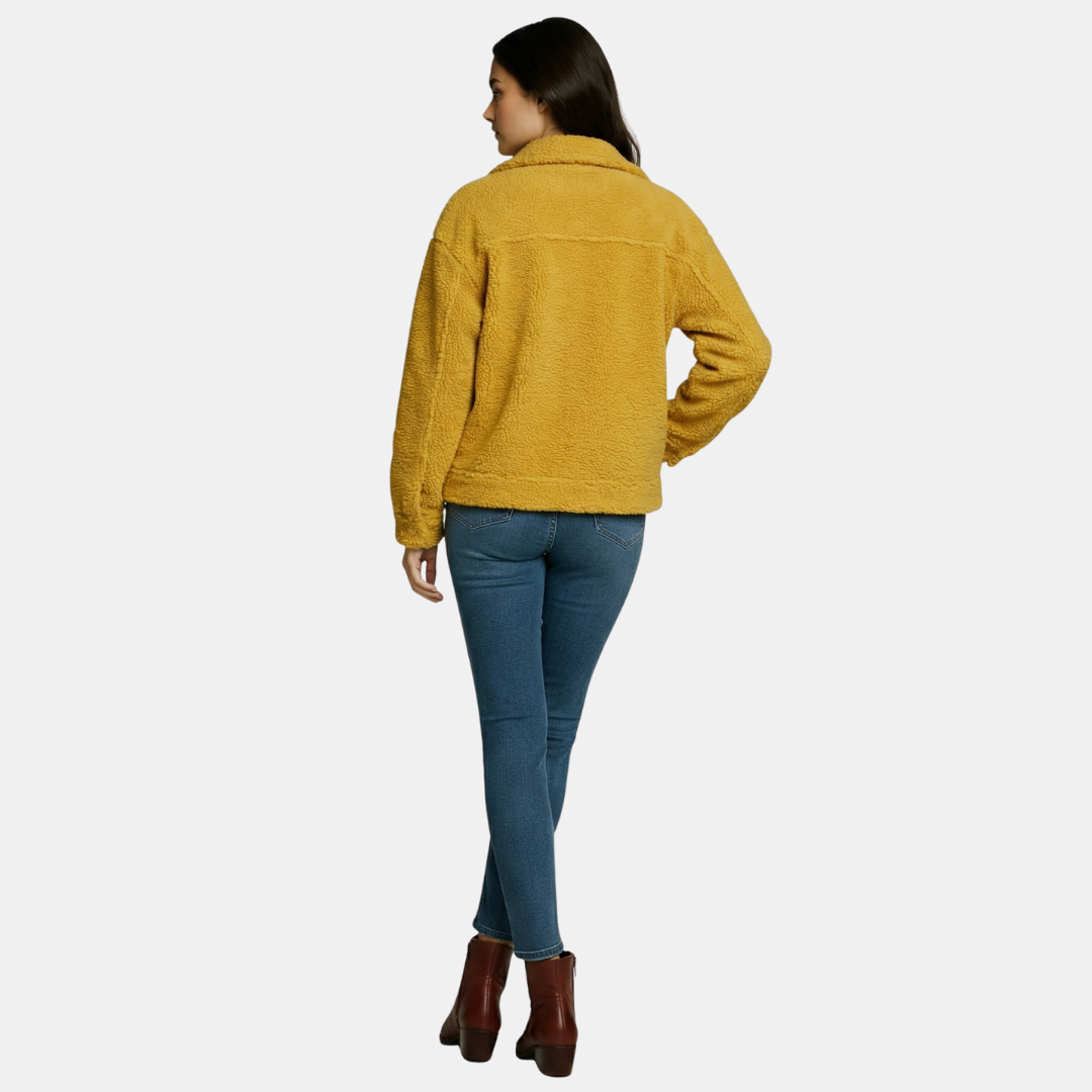 Textured Button Up Jacket for Women-Jackets-Loucelia-Green-XS-Loucelia