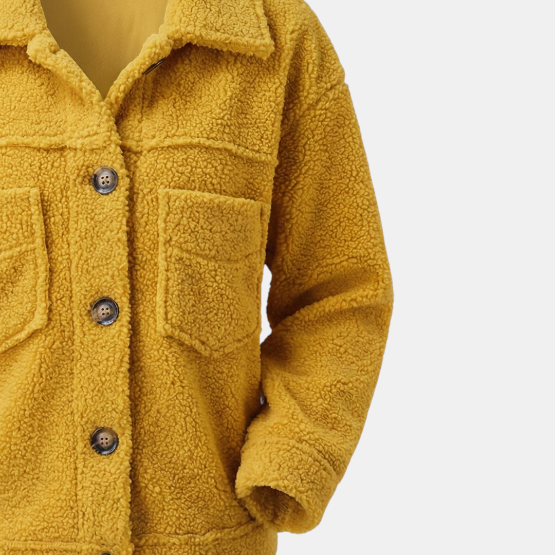 Textured Button Up Jacket for Women-Jackets-Loucelia-Green-XS-Loucelia