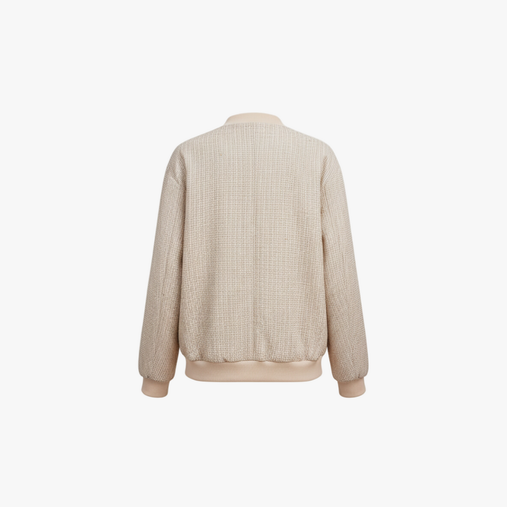 Textured Button Bomber Jacket for Women-jacket-Loucelia-S-Loucelia