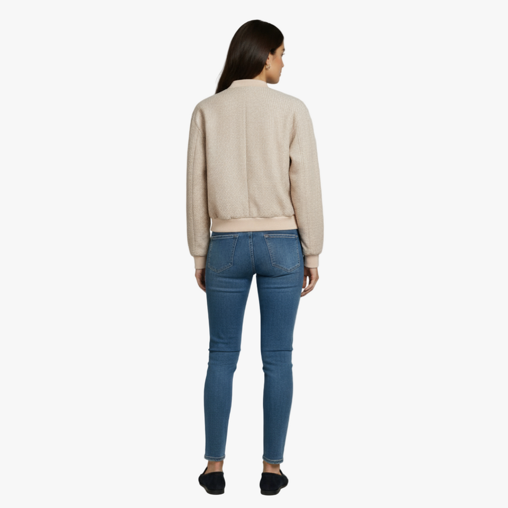 Textured Button Bomber Jacket for Women-jacket-Loucelia-S-Loucelia