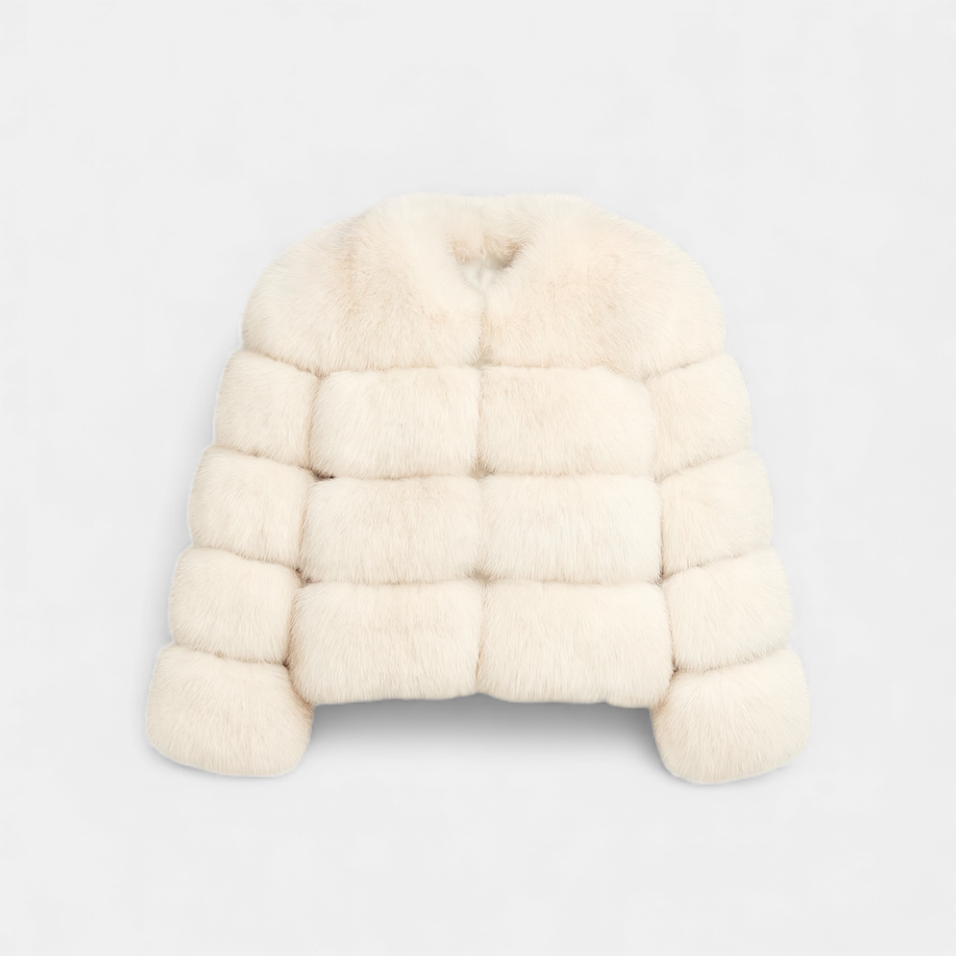 Textured Faux Fur Jacket for Women-Jackets-Loucelia-cream-S-Loucelia