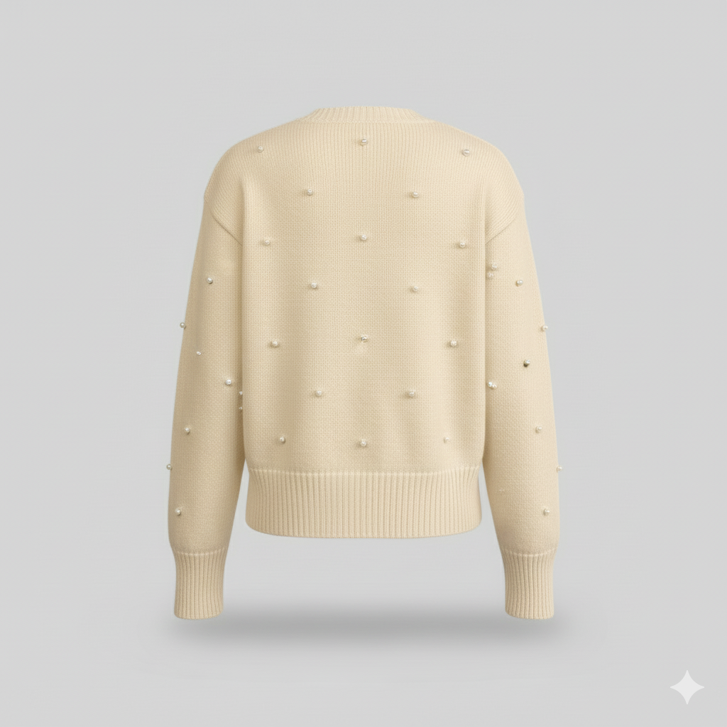 The Adeline Embellished Knit Cardigan Cream-sweater-Loucelia-Polyester-S-Loucelia