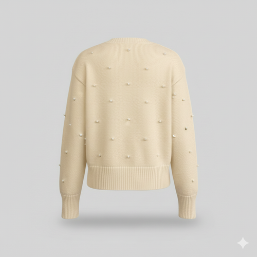 The Adeline Embellished Knit Cardigan Cream-sweater-Loucelia-Polyester-S-Loucelia