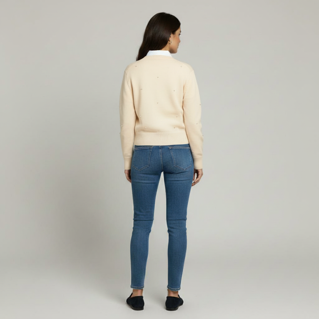 The Adeline Embellished Knit Cardigan Cream-sweater-Loucelia-Polyester-S-Loucelia