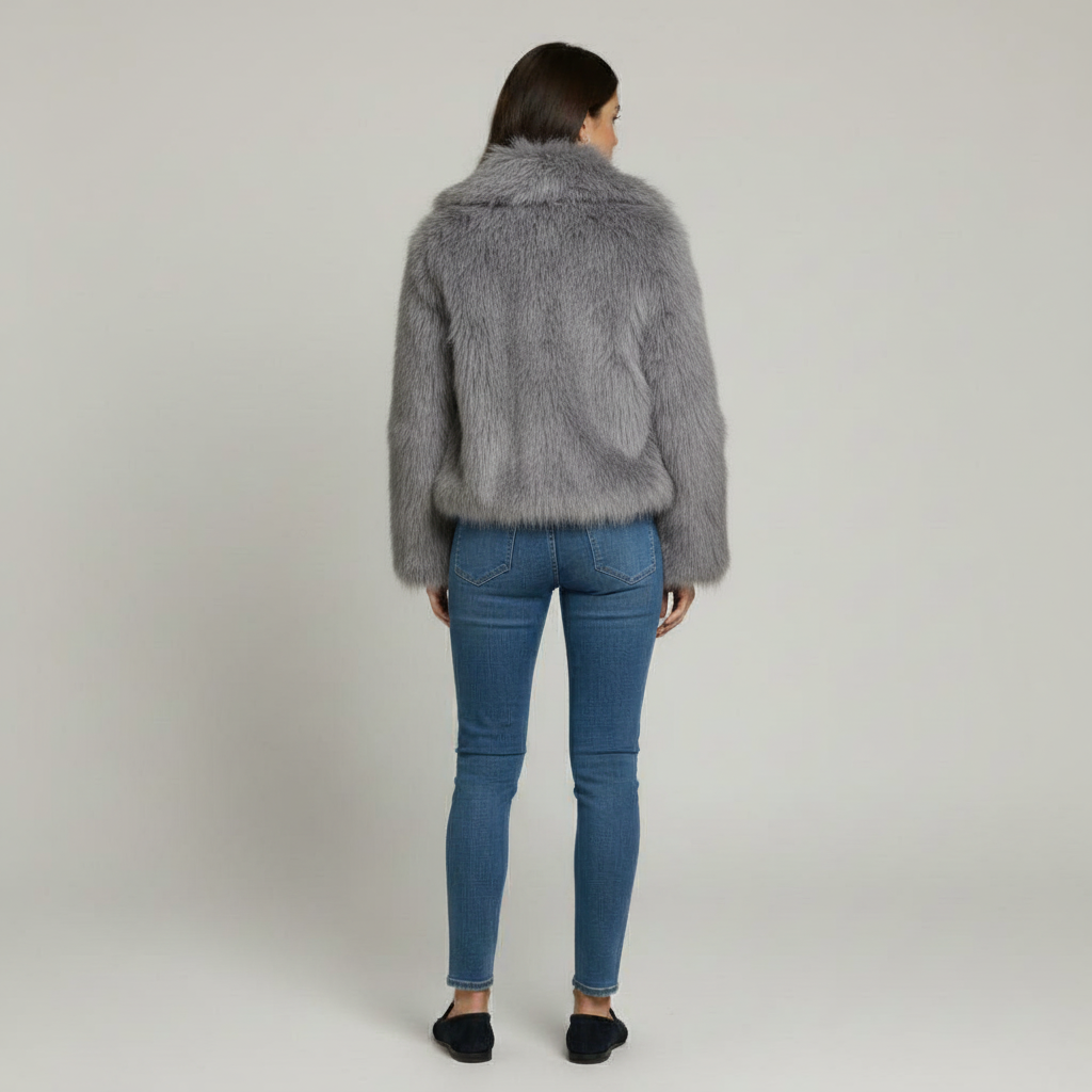 The Valentina Faux Fur Jacket Grey-jacket-Loucelia-S-Loucelia