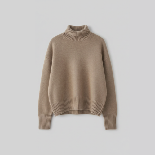 The Amara Roll-Neck Jumper Beige-sweater-Loucelia-2XS-Loucelia