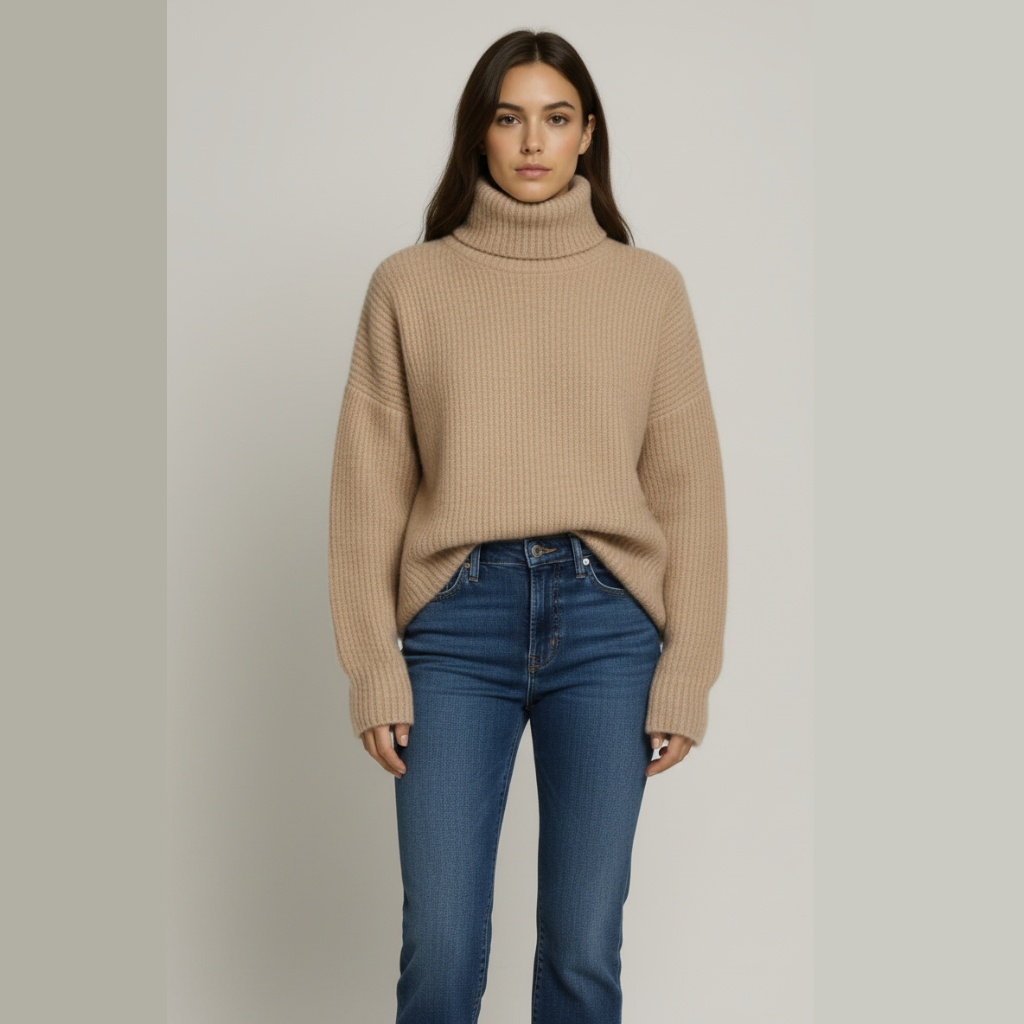 The Amara Roll-Neck Jumper Beige-sweater-Loucelia-2XS-Loucelia