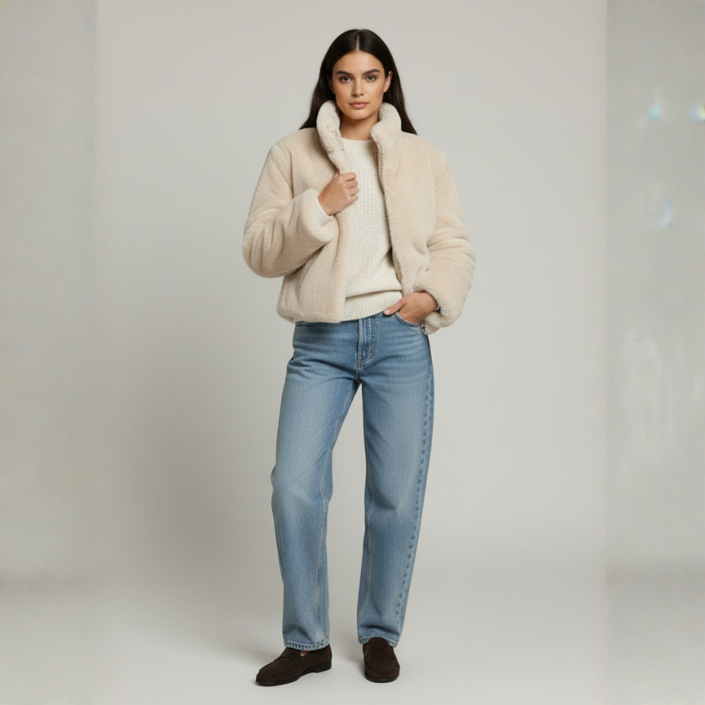 The Arlea Faux Fur Jacket Cream-jacket-Loucelia-S-Loucelia