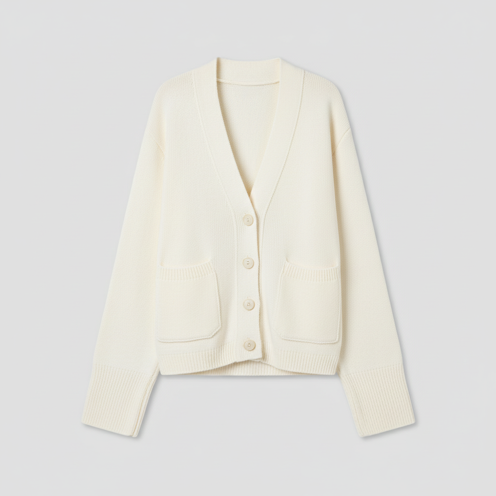 The Camille Button Cardigan White-cardigan-Loucelia-S-Loucelia