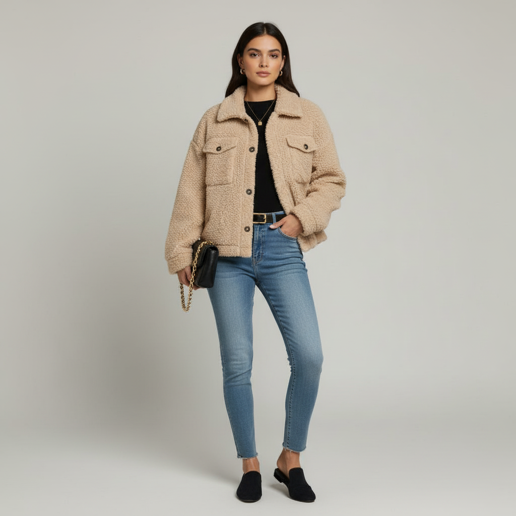 The Harper Teddy Jacket Beige-jacket-Loucelia-S-Loucelia