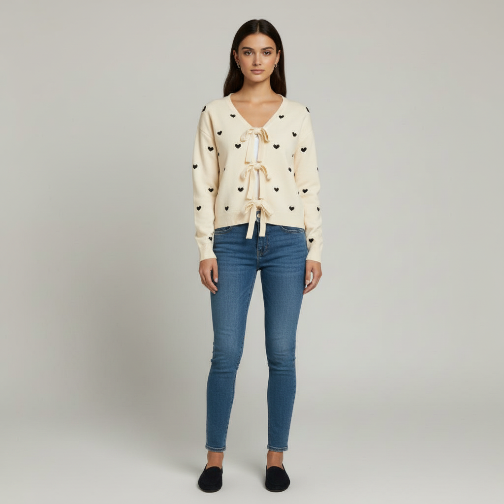 The Imara Tie-Front Cardigan Cream-sweater-Loucelia-S-Loucelia