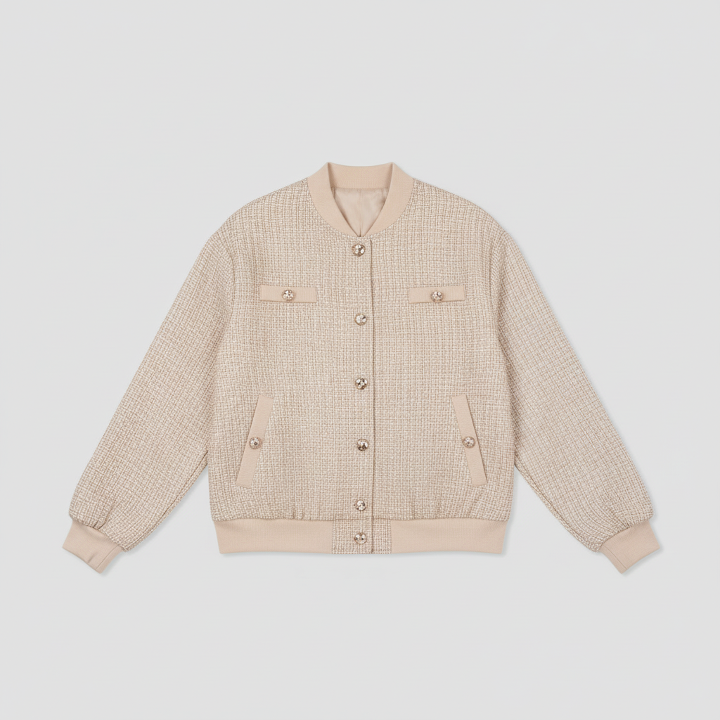 The Maren Bomber Jacket Beige-jacket-Loucelia-S-Loucelia