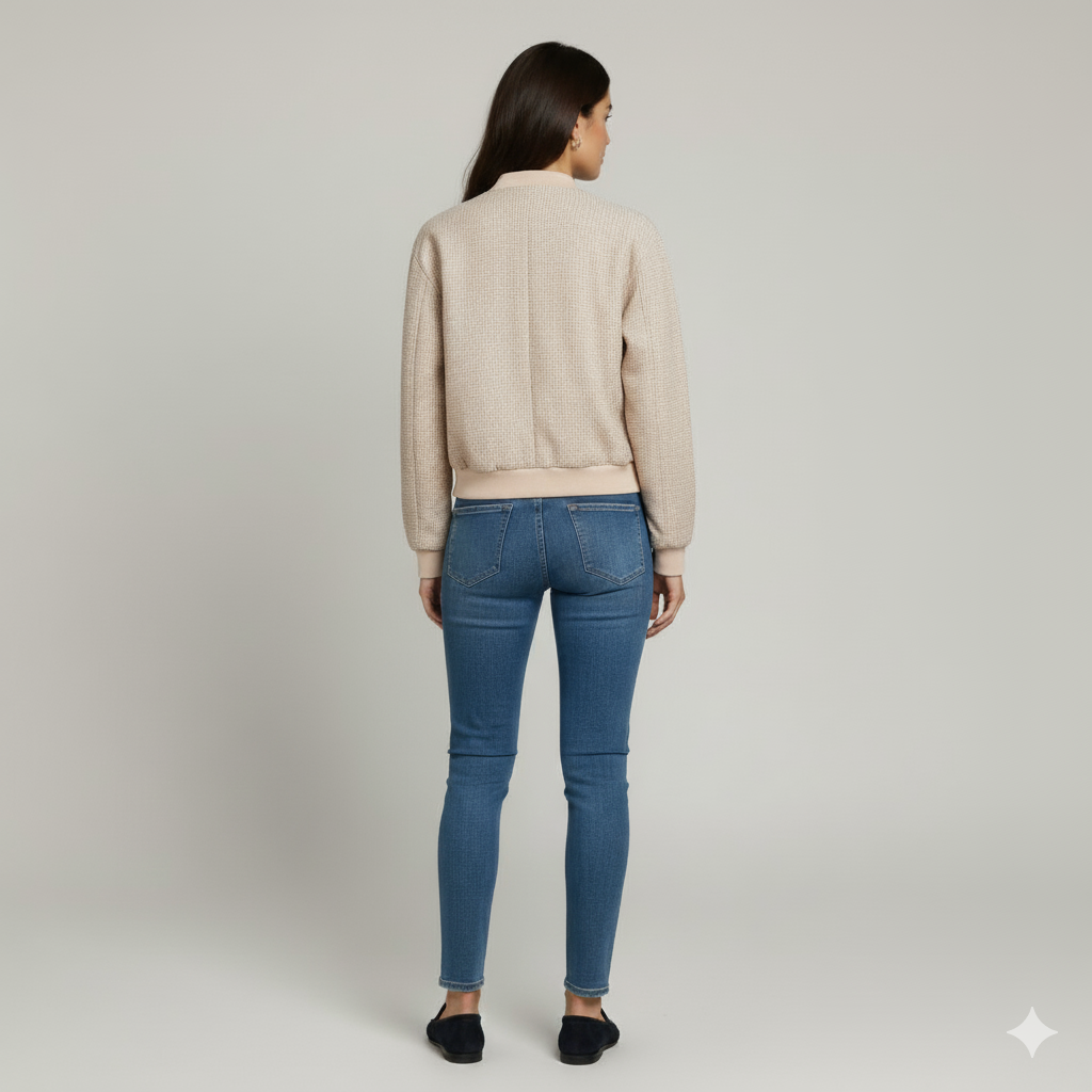 The Maren Bomber Jacket Beige-jacket-Loucelia-S-Loucelia