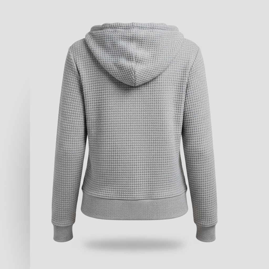 The Monique Textured Zip Hoodie Grey-sweater-Loucelia-S-Loucelia