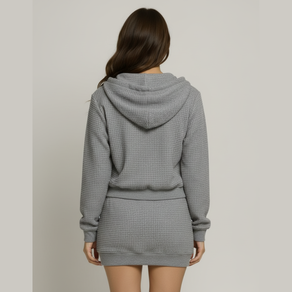 The Monique Textured Zip Hoodie Grey-sweater-Loucelia-S-Loucelia