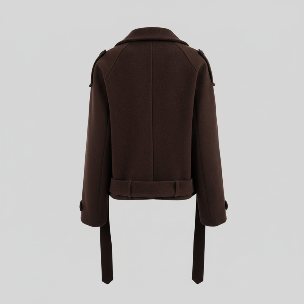 The Noelle Belted Cropped Coat Brown-jacket-Loucelia-S-Loucelia