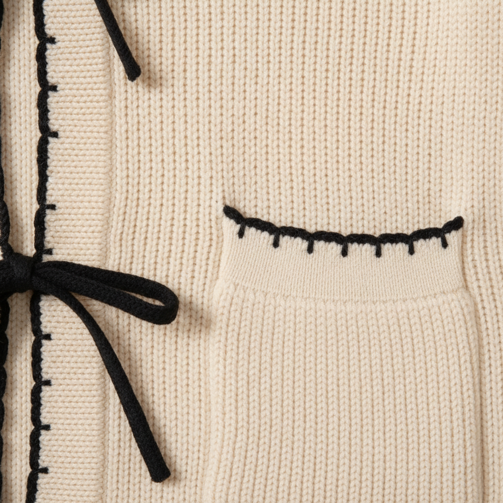 The Sweet Tie-Front Knit Cardigan White-sweater-Loucelia-S-Loucelia