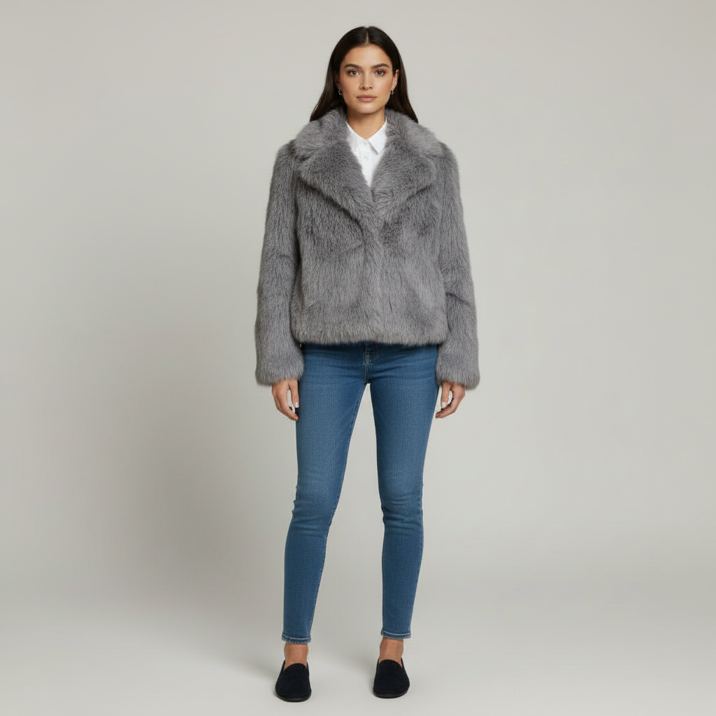 The Valentina Faux Fur Jacket Grey-jacket-Loucelia-S-Loucelia