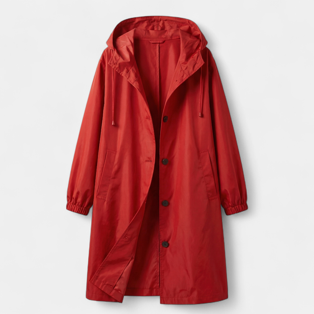 Trench Coat | Long Hooded for Women -Loucelia-Red-S-Loucelia