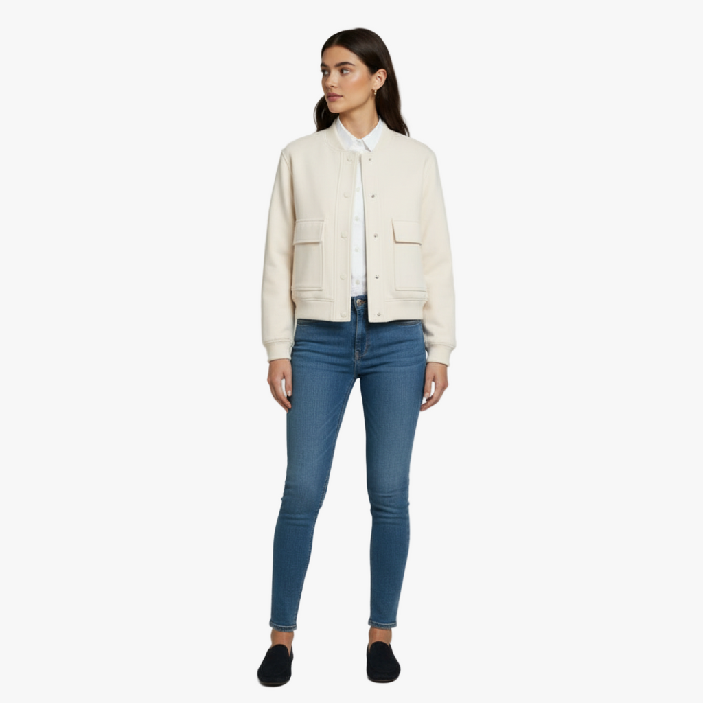 Utility Pocket Bomber Jacket for Women-jacket-Loucelia-S-Loucelia