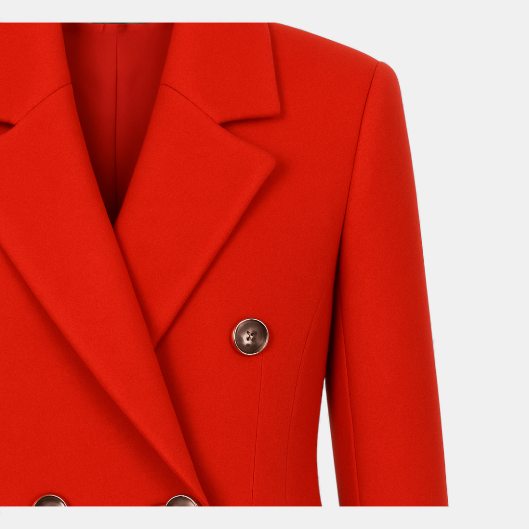 Women’s Long Coat – Structured Longline Silhouette-Coats-Loucelia-Red-S-Loucelia