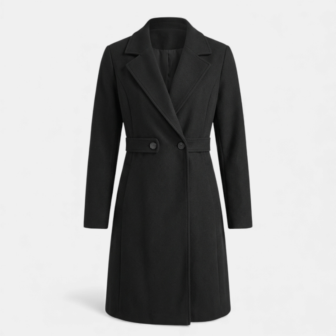 Women’s Longline Coat – Waist Button Design-Coats-Loucelia-Earthy Yellow-S-Loucelia