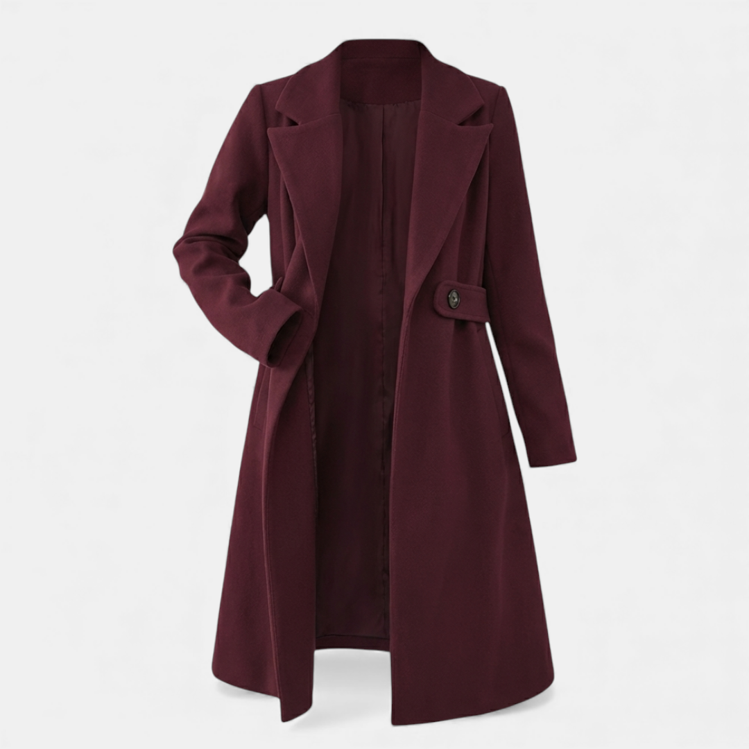 Women’s Longline Coat – Waist Button Design-Coats-Loucelia-Earthy Yellow-S-Loucelia