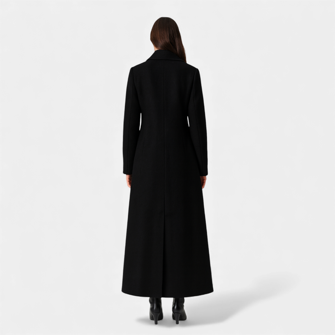 Women’s Trench Coat – Longline Tailored Design-Coats-Loucelia-Black-XS-Loucelia