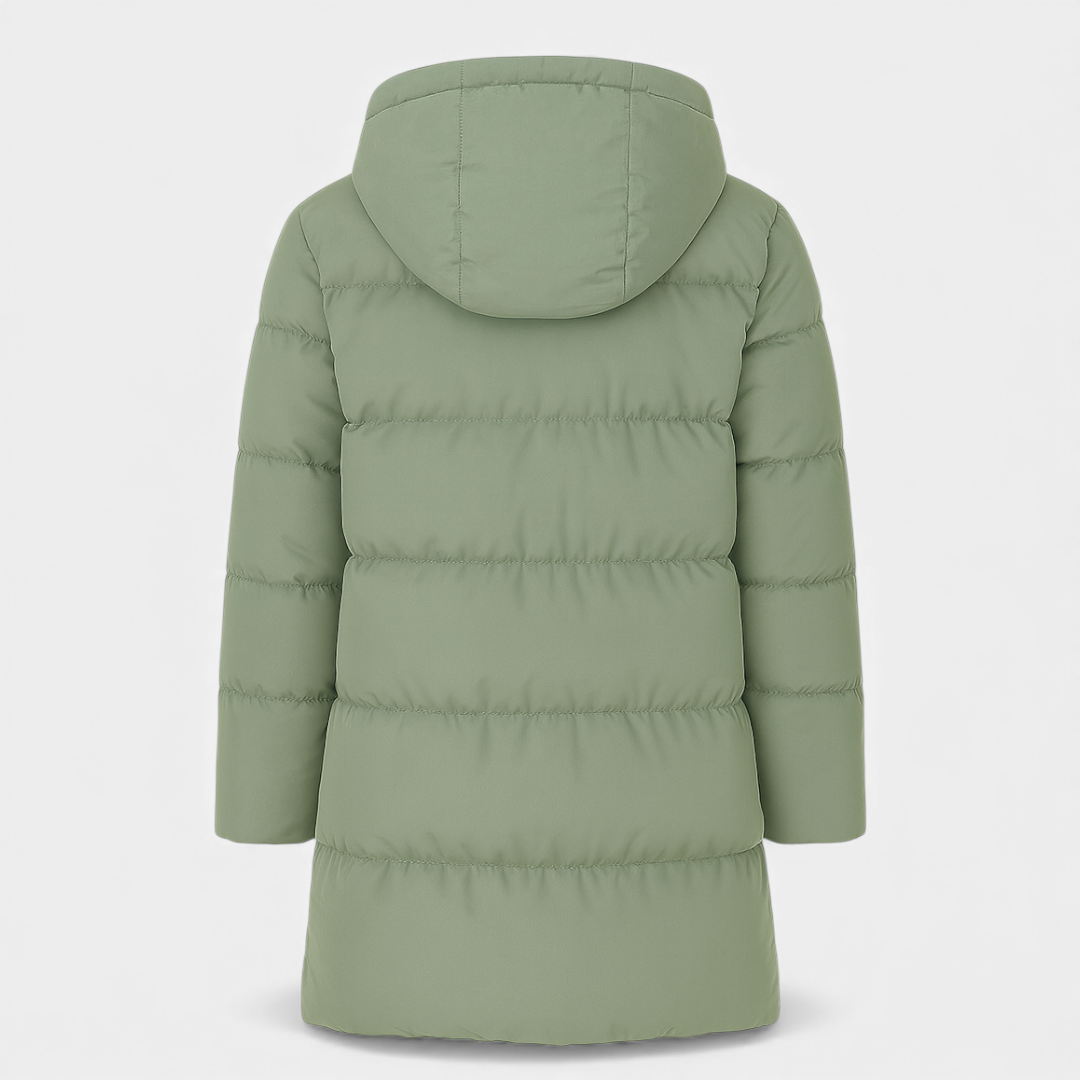 Women’s Puffer Coat – Hooded Quilted Design-Jackets-Loucelia-Green-S-Loucelia
