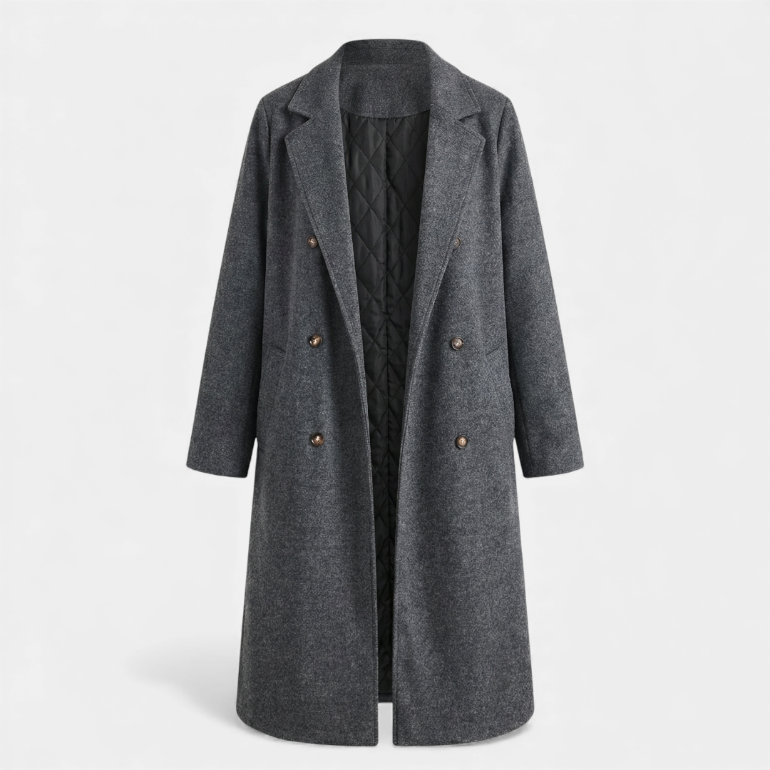 Women's Trench Coat - Double Breasted Longline - Elegant Belted Fit-Coats-Loucelia-Apricot-S-Loucelia