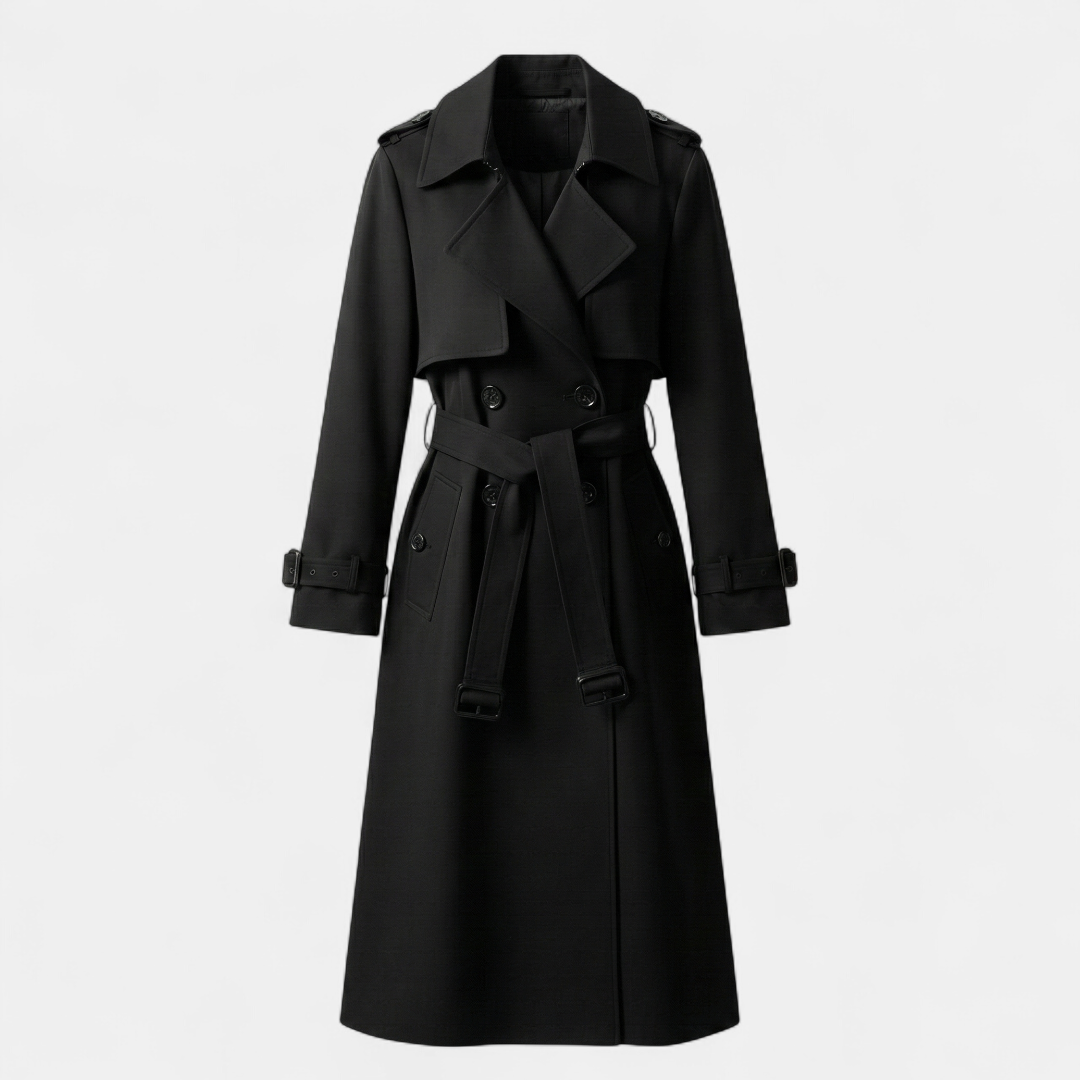 Women’s Trench Coat – Double Breasted Belted Design-Coat-Loucelia-Green-S-Loucelia