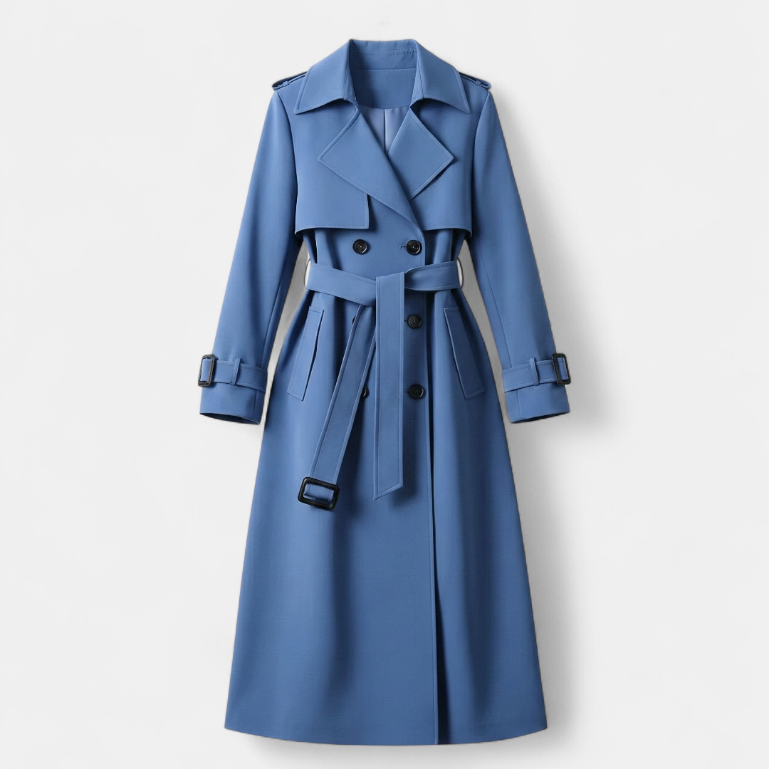 Women’s Trench Coat – Double Breasted Belted Design-Coat-Loucelia-Green-S-Loucelia