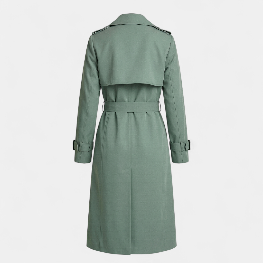 Women’s Trench Coat – Double Breasted Belted Design-Coat-Loucelia-Green-S-Loucelia