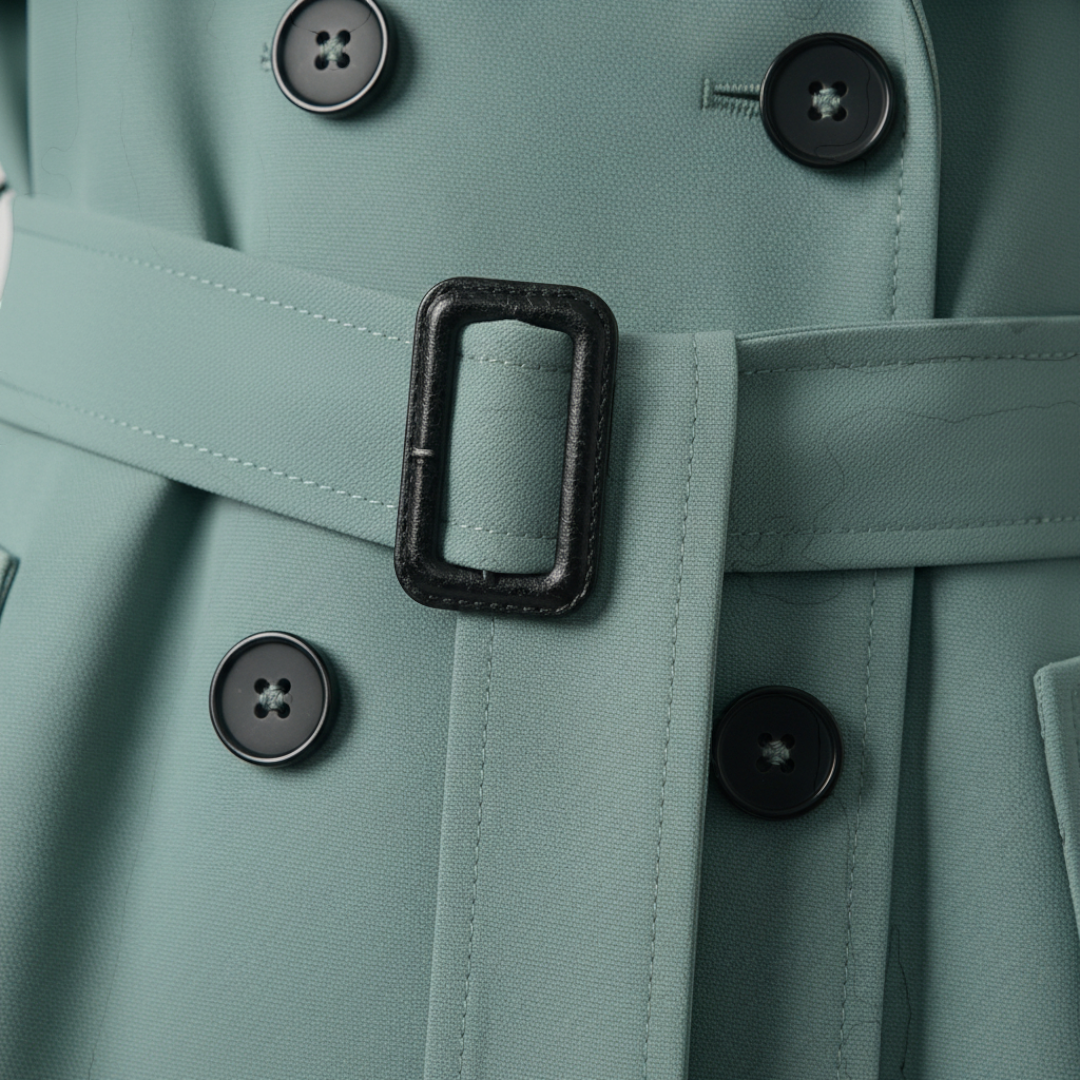 Women’s Trench Coat – Double Breasted Belted Design-Coat-Loucelia-Green-S-Loucelia