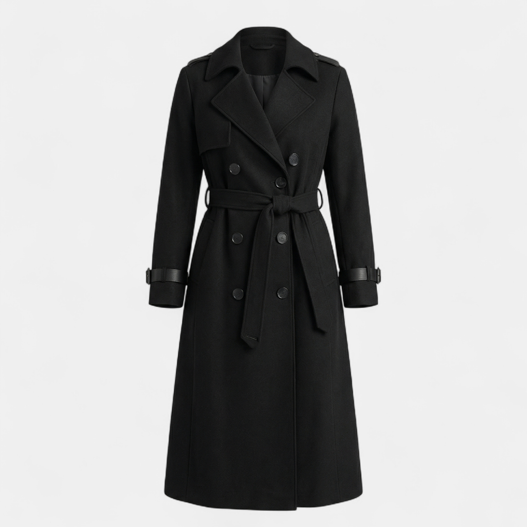 Women’s Trench Coat – Double Breasted Longline-Jackets-Loucelia-Brown-S-Loucelia