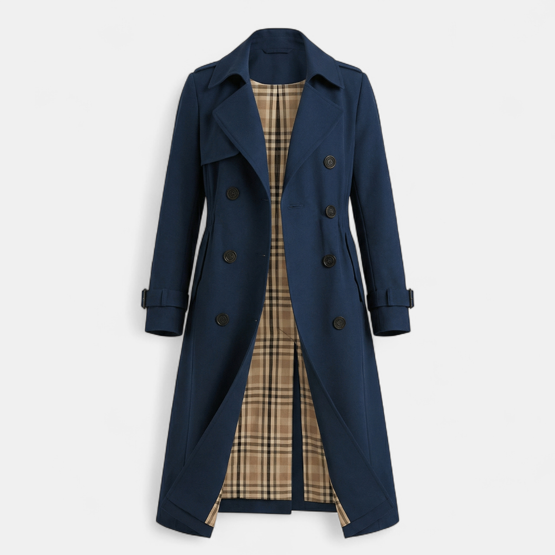 Women’s Trench Coat – Double Breasted Longline-Jackets-Loucelia-Brown-S-Loucelia