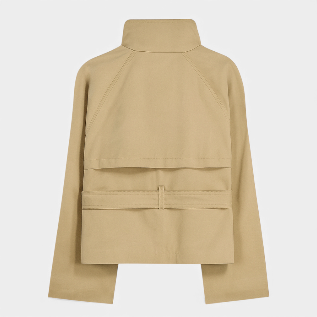 Women’s Trench Jacket – Double Breasted Belted Design-Jackets-Loucelia-Beige-XS-Loucelia