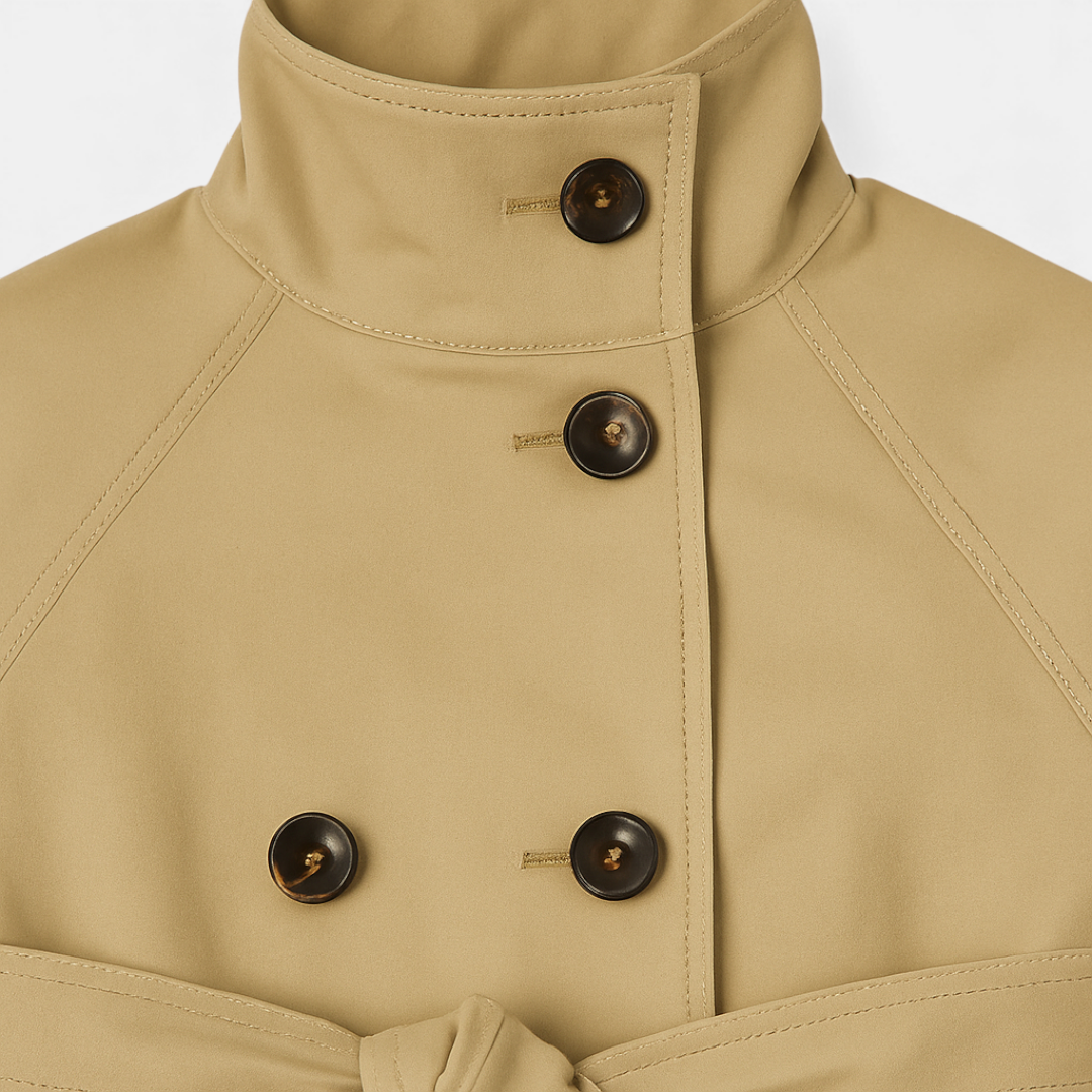 Women’s Trench Jacket – Double Breasted Belted Design-Jackets-Loucelia-Beige-XS-Loucelia
