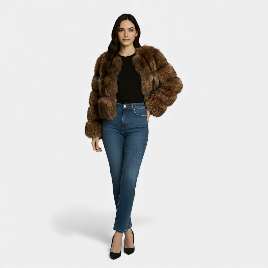 Women’s Fur Jacket – Textured Faux Fur Design