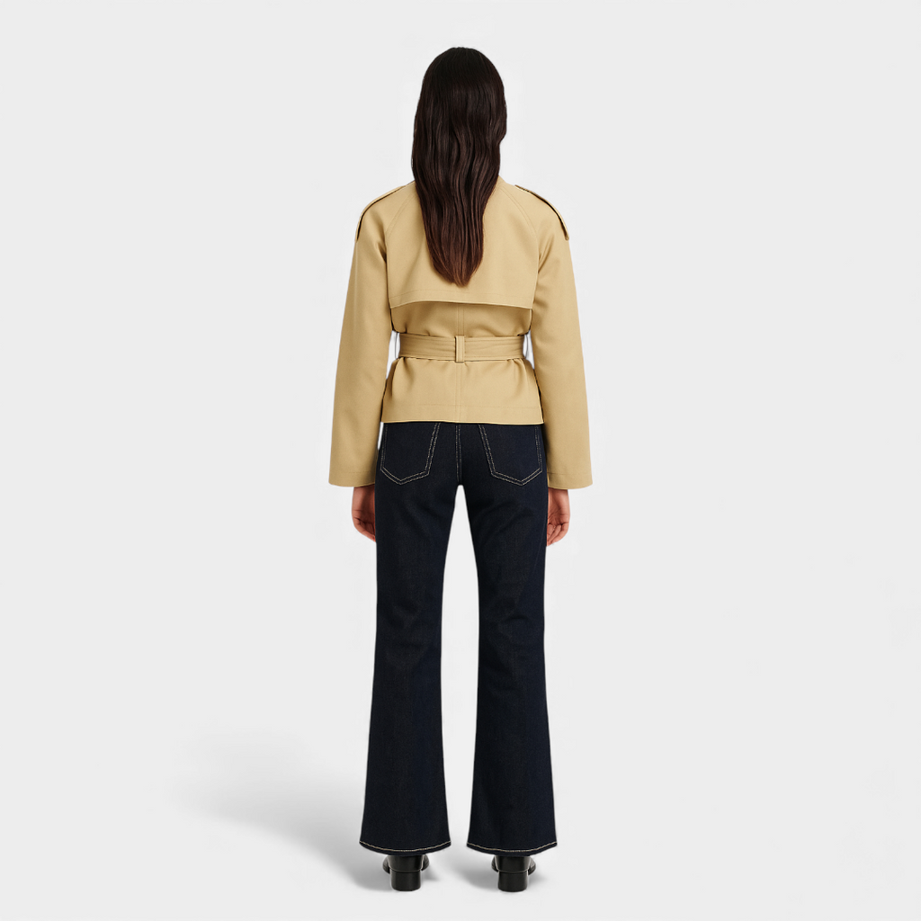 Women’s Trench Jacket – Double Breasted Belted Design