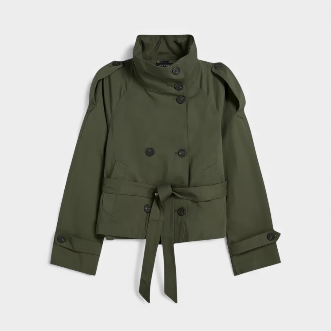 Women’s Trench Jacket – Double Breasted Belted Design