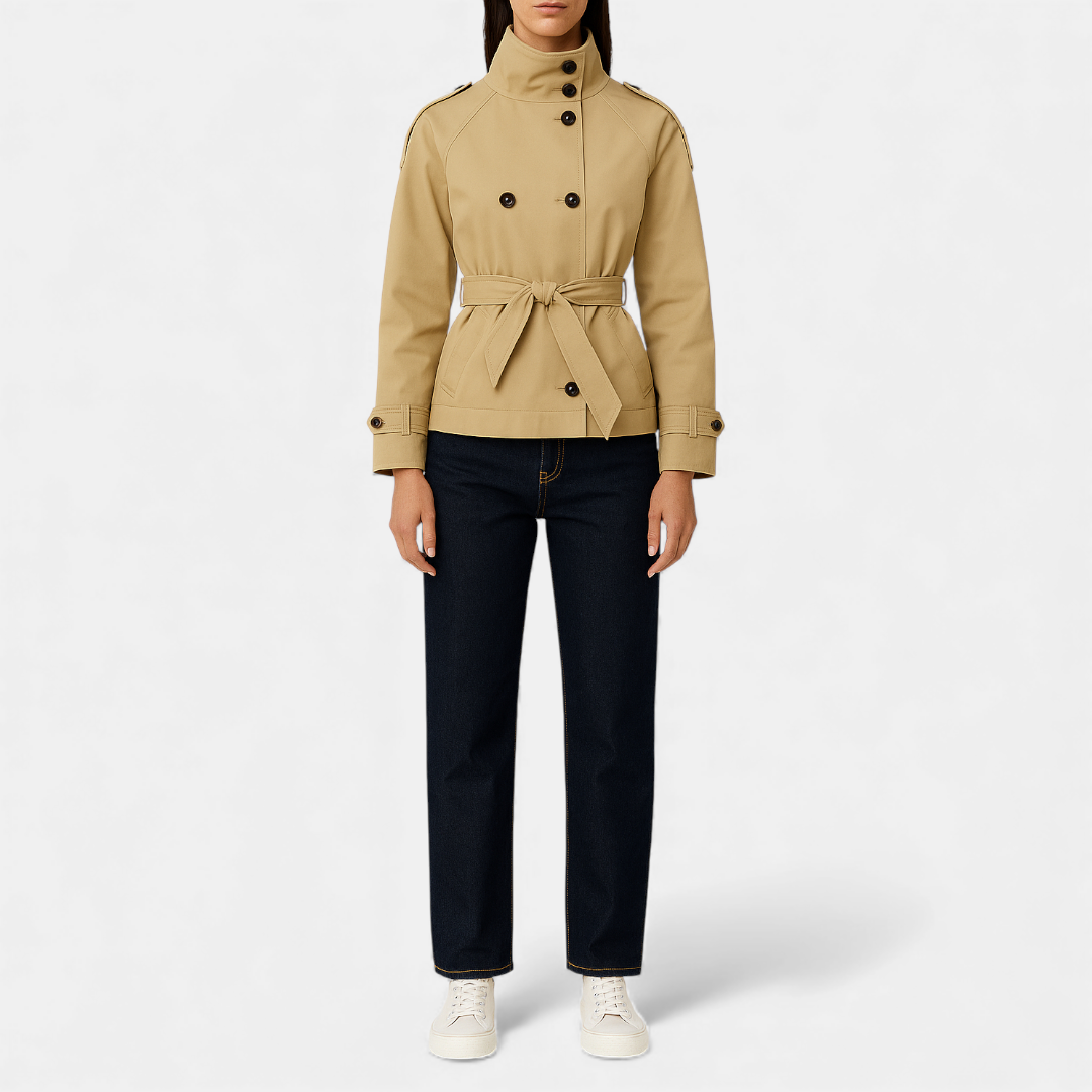 Women’s Trench Jacket – Double Breasted Belted Design