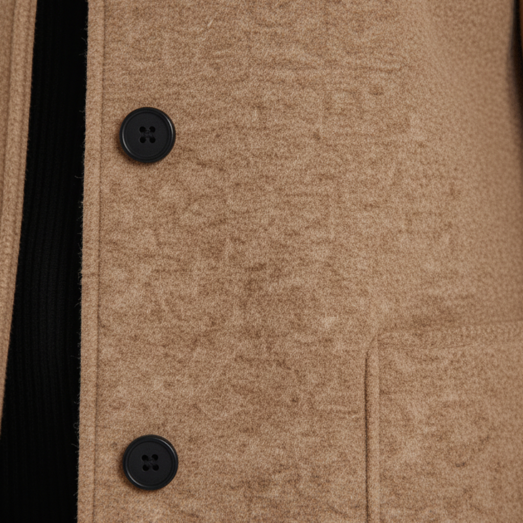 Women’s Wool-Blend Winter Coat – Single-Breasted with Stand Collar