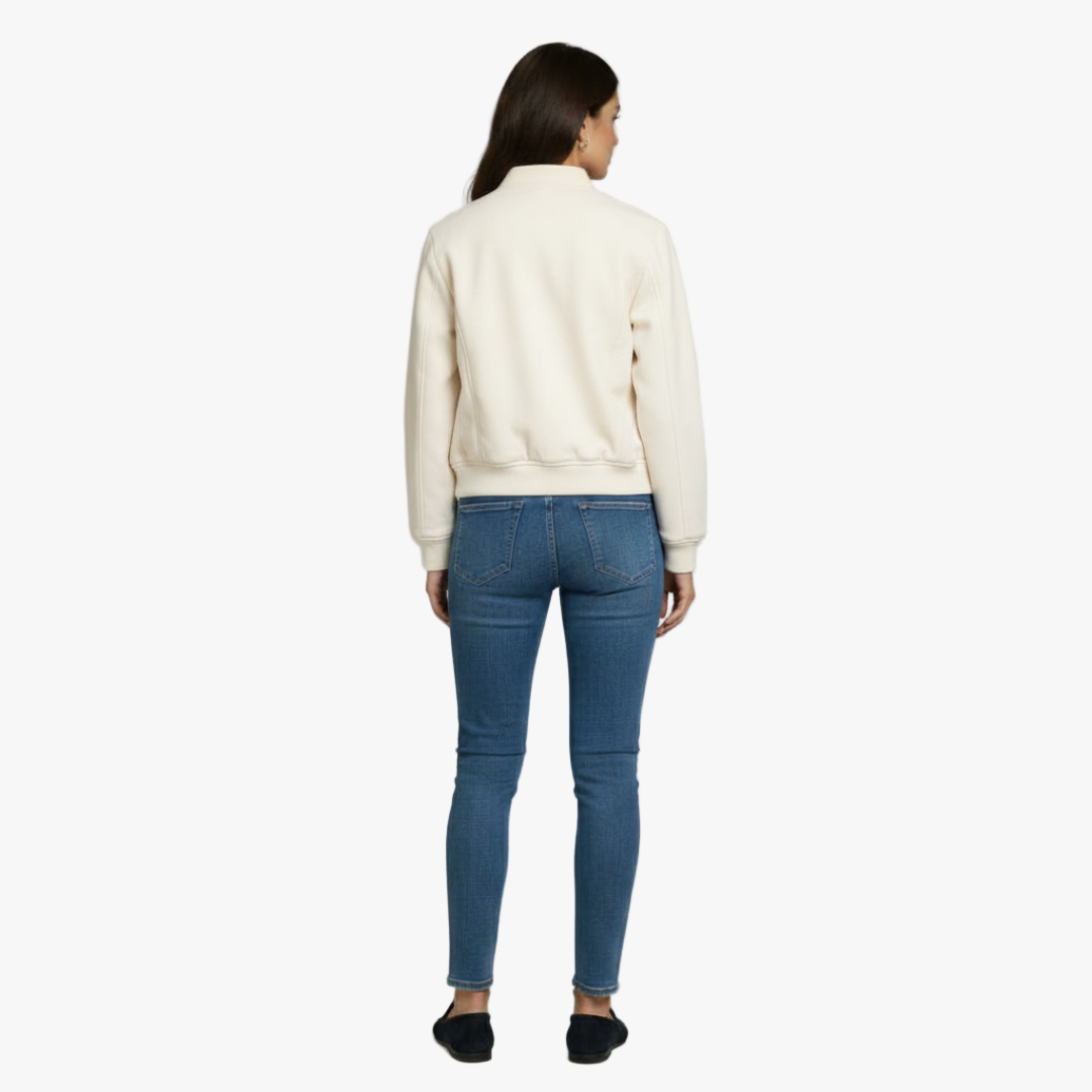 Women’s bomber jacket – snap button front, utility pockets, cropped fit