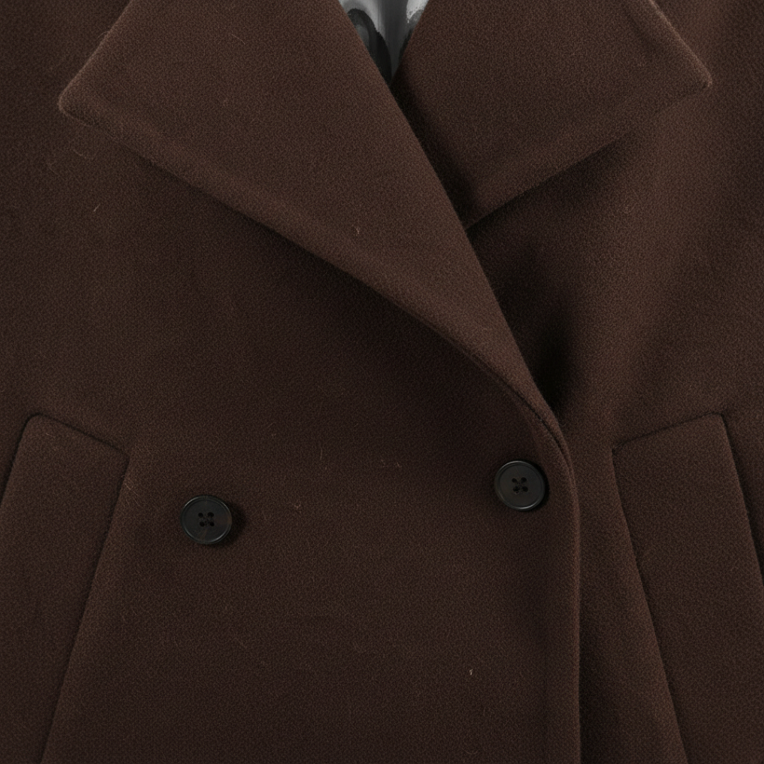 Women’s cropped coat – double breasted front, belted cuffs, structured fit