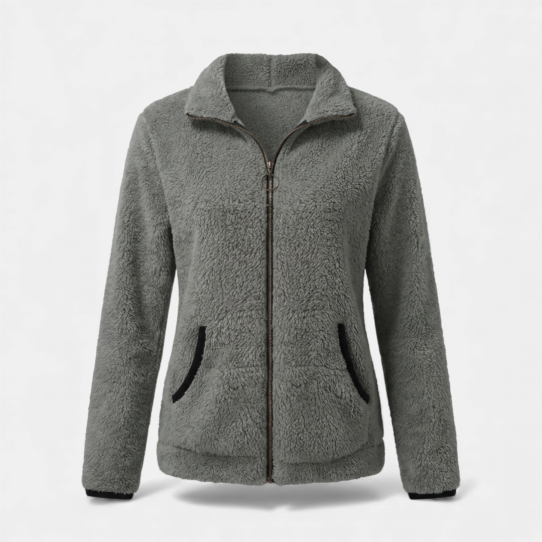 Women’s fleece jacket – zip-up front, high collar, regular fit